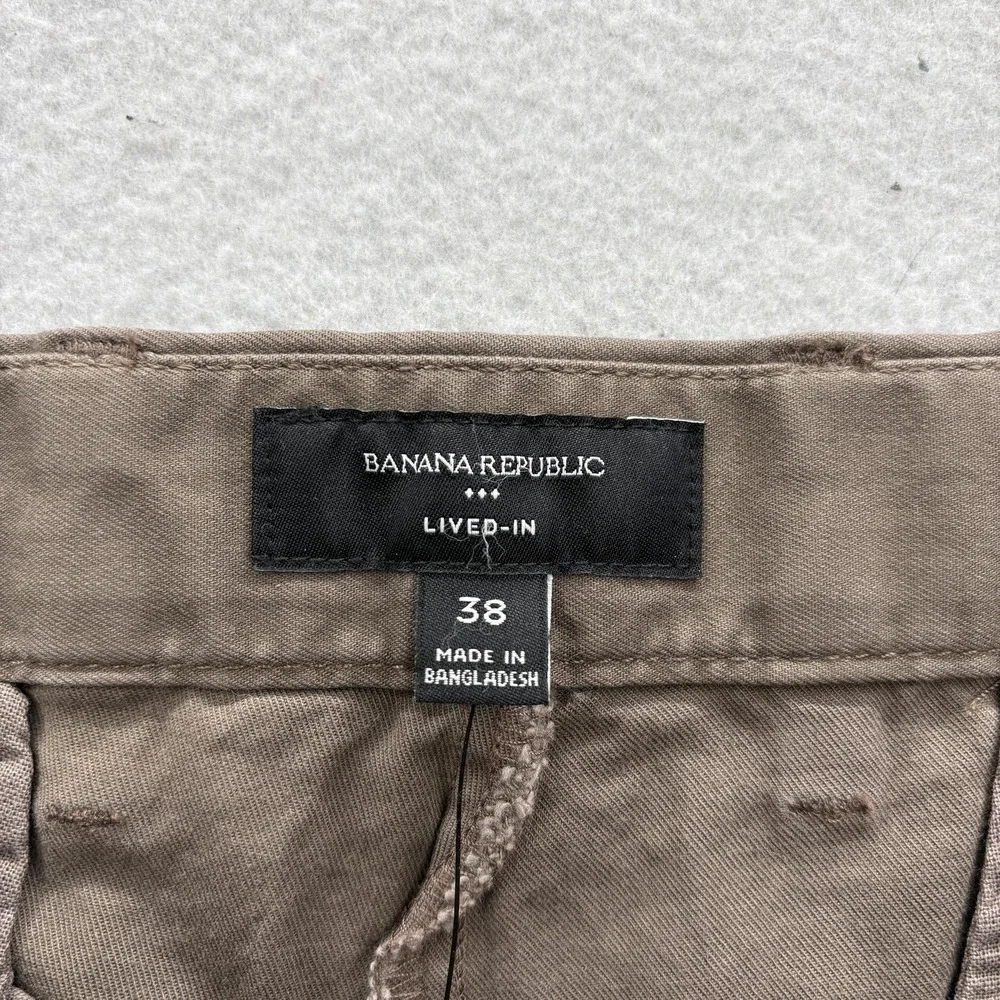 Banana Republic Lived-In Shorts Mens 38 Brown Chino Flat Front Stretch 9